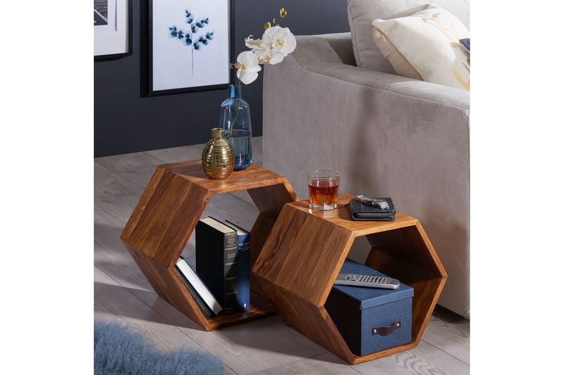 Chicosky Satsbord 46 cm 2 Bord - Massivt Trä/Brun - Möbler - Bord