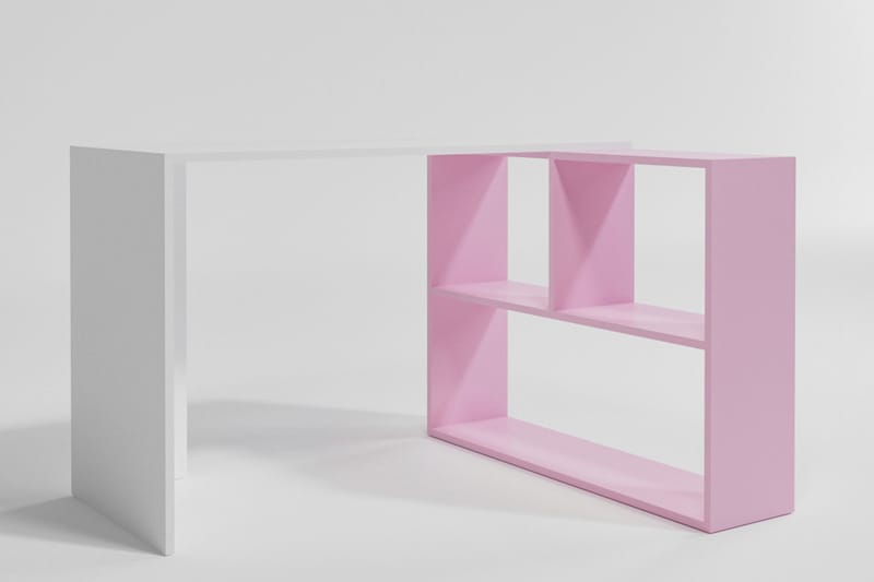 CINALI Skrivbord 120 cm med Förvaring Hyllor Vit/Rosa - Möbler - Bord