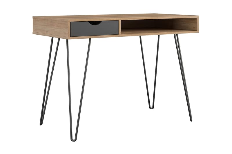 CONCORD Skrivbord 106 cm med Förvaring Låda Grå/Natur/Svart - Novogratz - Möbler - Bord