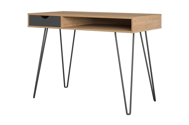 CONCORD Skrivbord 106 cm med Förvaring Låda Grå/Natur/Svart - Novogratz - Möbler - Bord