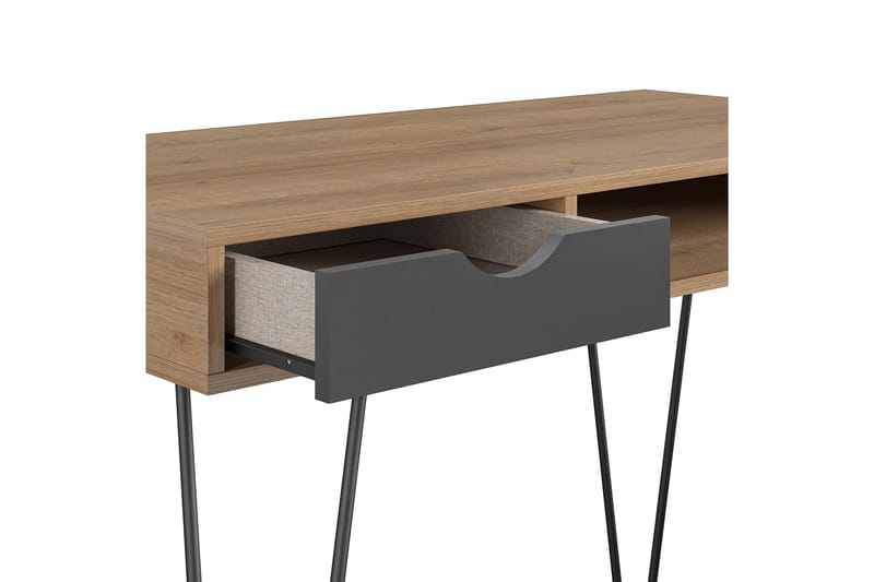 CONCORD Skrivbord 106 cm med Förvaring Låda Grå/Natur/Svart - Novogratz - Möbler - Bord