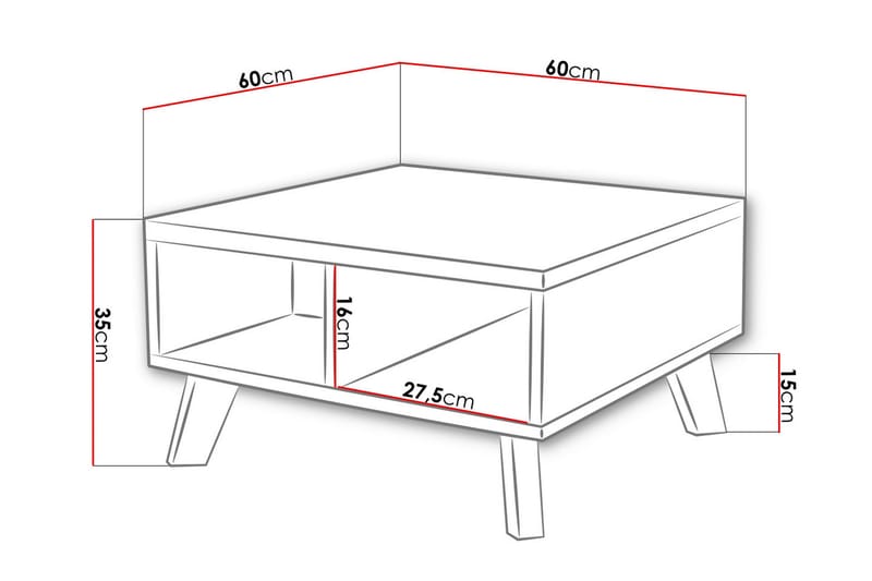 COPLIN Soffbord 60 cm med Förvaring Hyllor Natur/Svart - Möbler - Bord