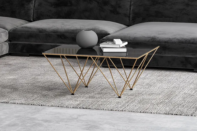 Crystal Soffbord 80 cm - Rökfärgat glas/Mässing - Möbler - Bord