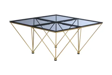 Crystal Soffbord 80 cm - Rökfärgat glas/Mässing - Möbler - Bord