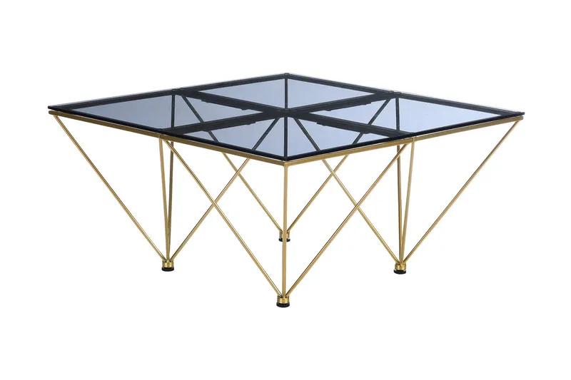 Crystal Soffbord 80 cm - Rökfärgat glas/Mässing - Möbler - Bord