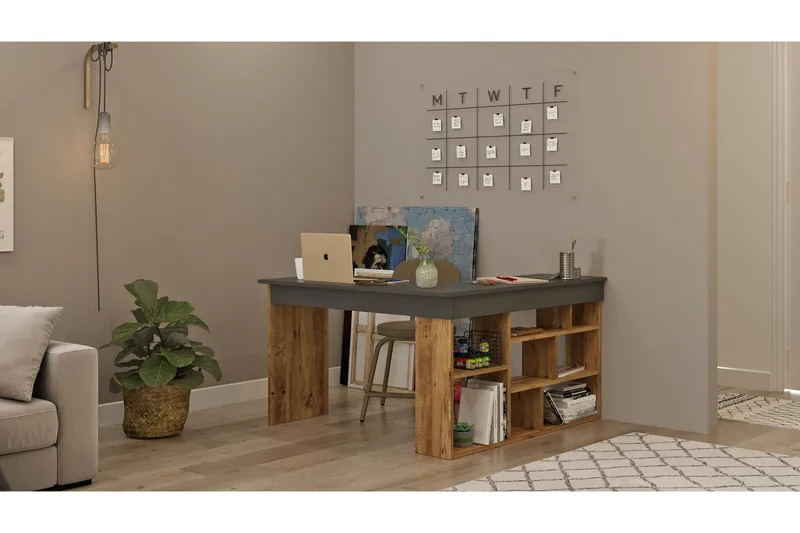 Dalran Skrivbord 129 cm - Natur/Svart - Möbler - Bord