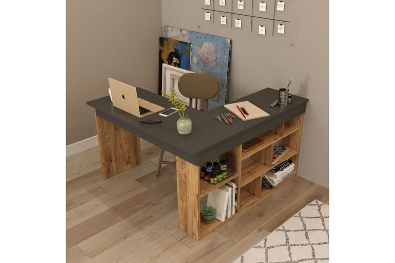 Dalran Skrivbord 129 cm - Natur/Svart - Möbler - Bord