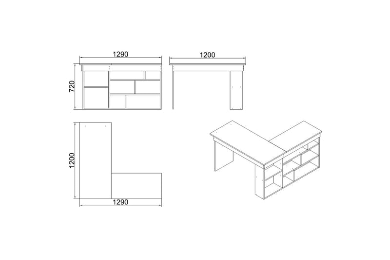 Dalran Skrivbord 129 cm - Natur/Svart - Möbler - Bord