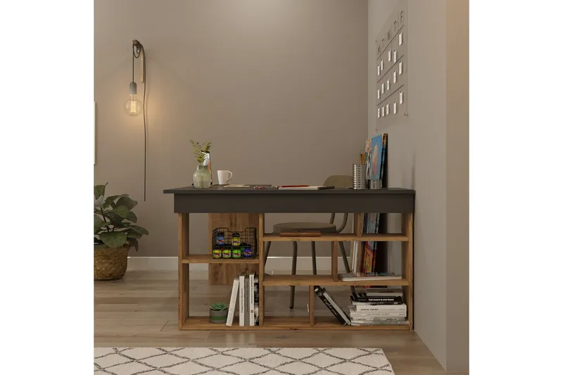 Dalran Skrivbord 129 cm - Natur/Svart - Möbler - Bord