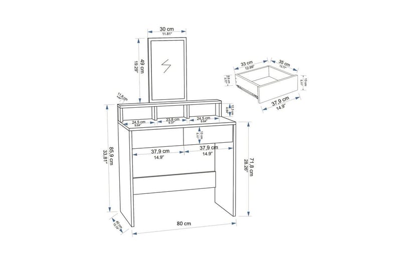 Dasina Sminkbord 80 cm - Vit - Möbler - Bord
