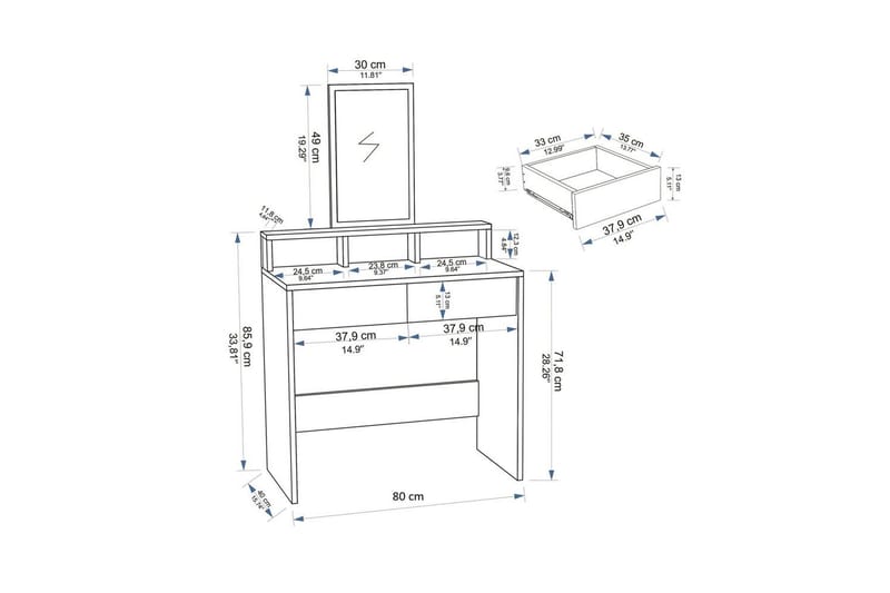 Dasina Sminkbord 80 cm - Vit - Möbler - Bord