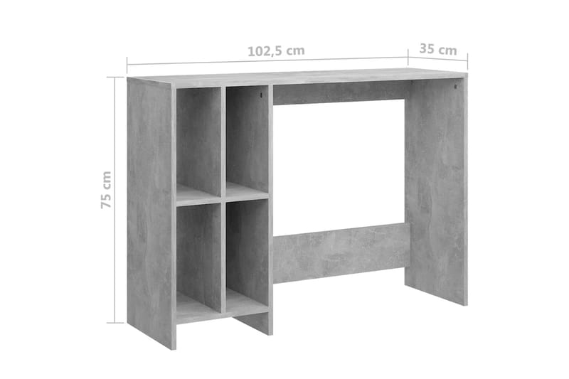 Datorbord betonggrå 102,5x35x75 cm spånskiva - Grå - Skrivbord - Bord
