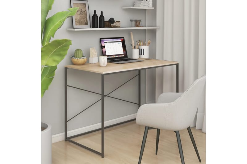 Datorbord svart och ek 110x60x70 cm spånskiva - Brun - Möbler - Bord