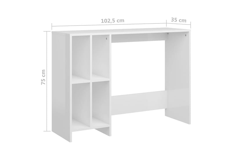 Datorbord vit högglans 102,5x35x75 cm spånskiva - Vit - Möbler - Bord