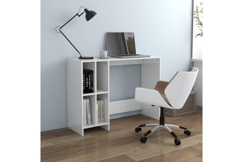 Datorbord vit högglans 102,5x35x75 cm spånskiva - Vit - Möbler - Bord
