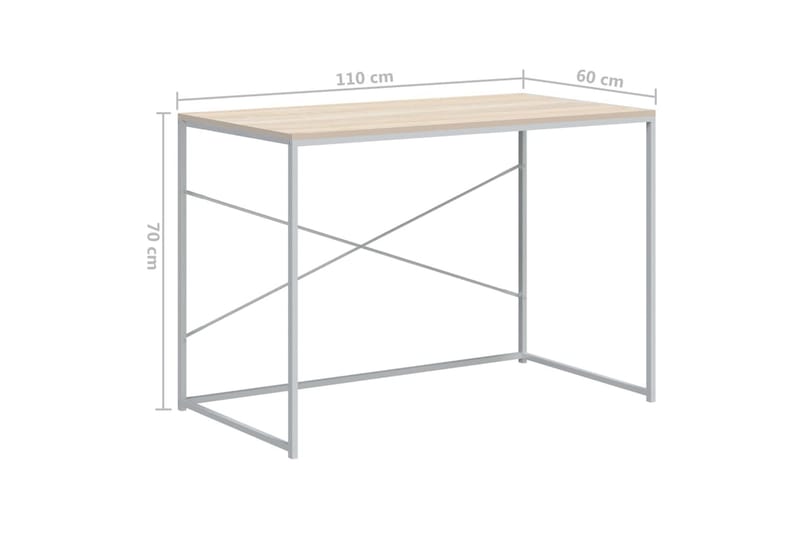 Datorbord vit och ek 110x60x70 cm spånskiva - Brun - Möbler - Bord