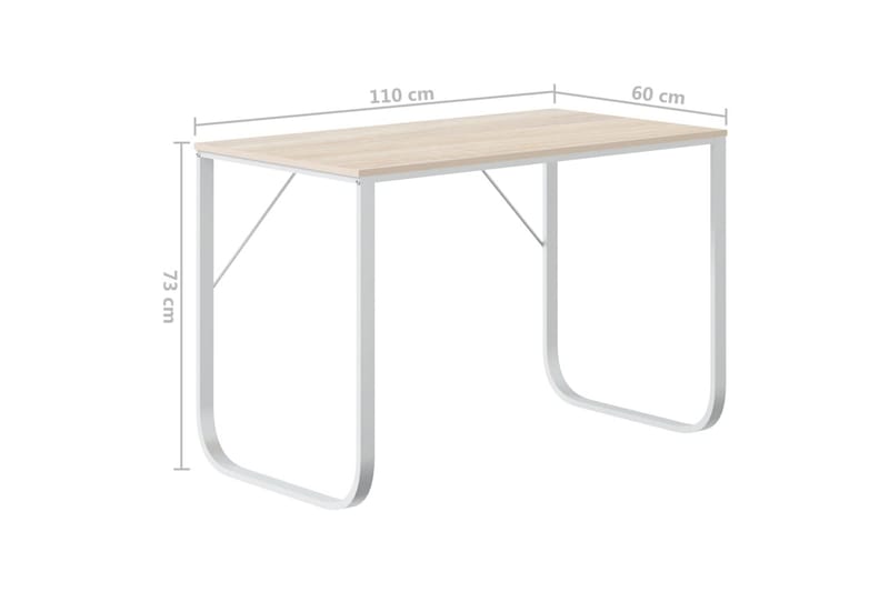 Datorbord vit och ek 110x60x73 cm spånskiva - Brun - Möbler - Bord