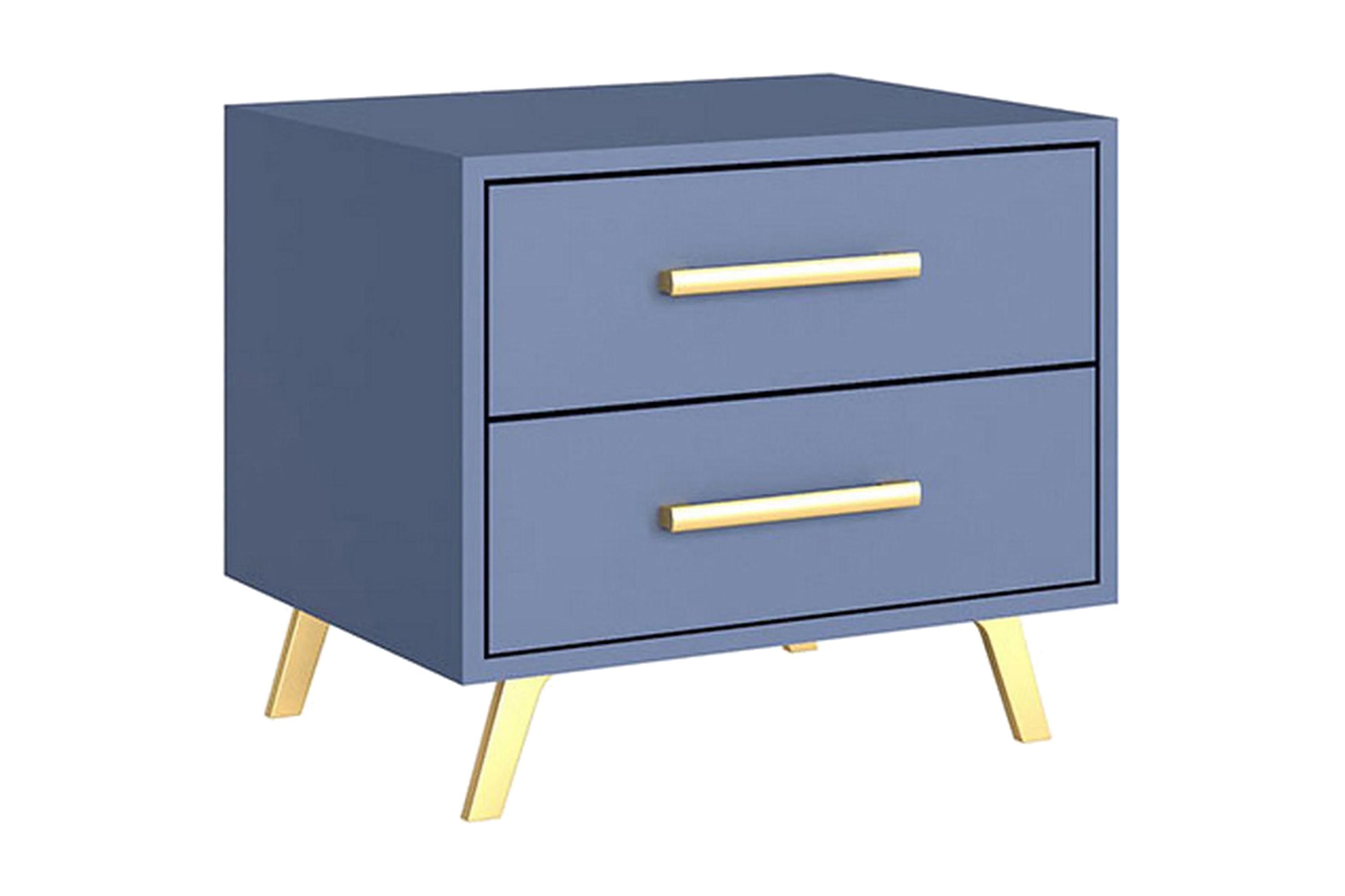 delfi sängbord 54 cm matt blå/guld -