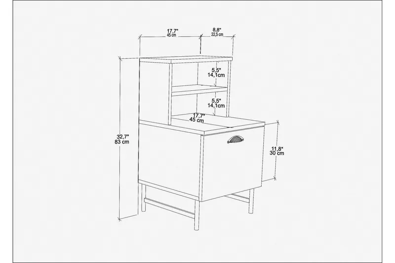 Desgrar Sängbord 45x22,5 cm - Brun - Möbler - Bord