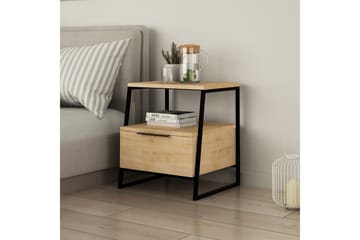 Desgrar Sängbord 45x50 cm i Ek med Lådor och Förvaring - Beige - Möbler - Bord