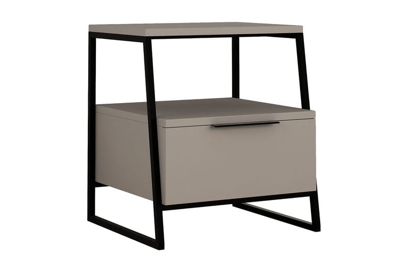 Desgrar Sängbord 45x50 cm i Trä med Lådor och Förvaring, Mockabeige