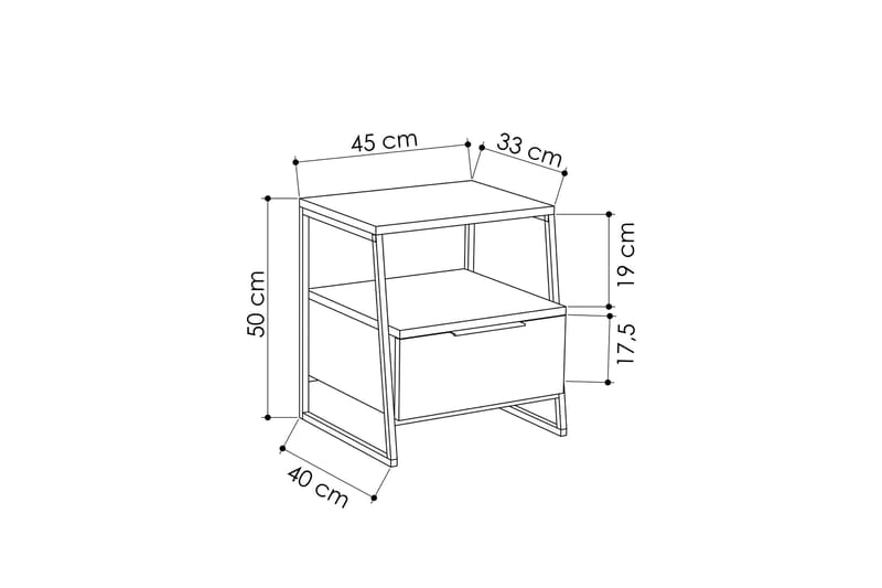 Desgrar Sängbord 45x50 cm i Trä med Lådor och Förvaring - Mockabeige - Möbler - Bord