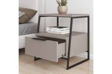 Desgrar Sängbord 45x50 cm i Trä med Lådor och Förvaring - Mockabeige - Möbler - Bord