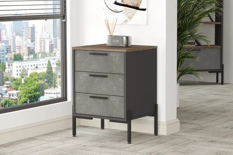 Desgrar Sängbord 54 cm, Brun/Betonggrå/Antracit