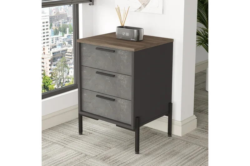 Desgrar Sängbord 54 cm - Brun/Betonggrå/Antracit - Möbler - Bord