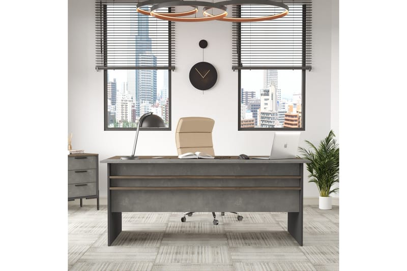 Desgrar Skrivbord 180 cm - Brun/Betonggrå/Antracit - Möbler - Bord