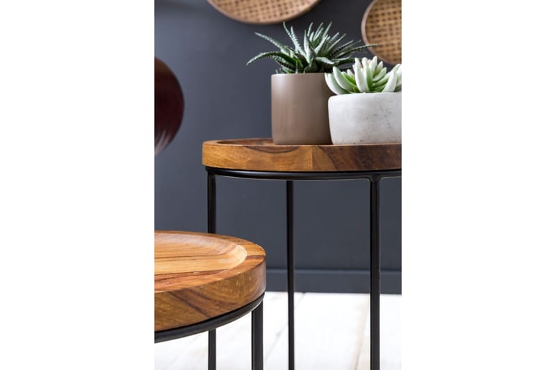 Dewester Satsbord 31 cm 2 Bord - Massivt Trä/Svart - Möbler - Bord