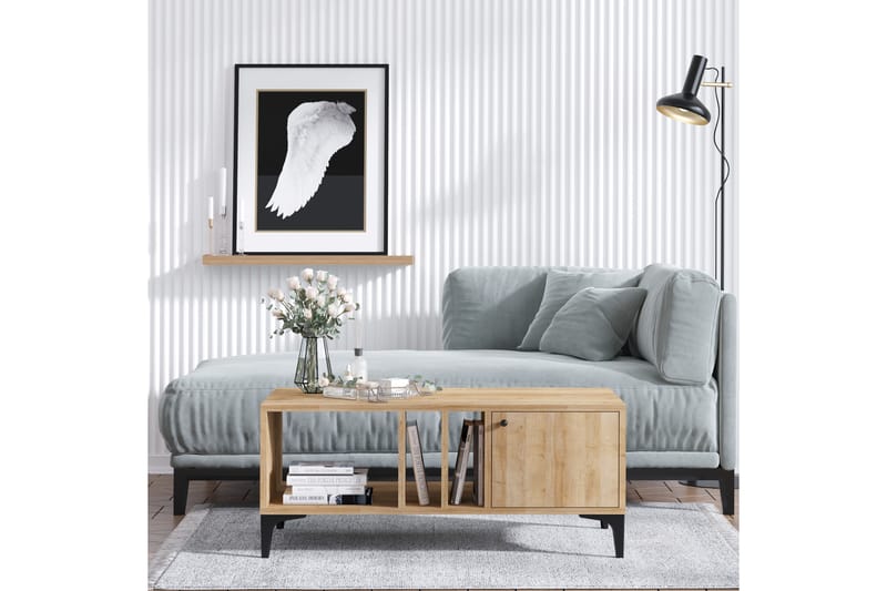 DOBOVA Brickbord 100 cm Natur/Svart - Möbler - Bord