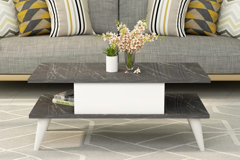 DUMELE Soffbord 90x40x90 cm Svart/Vit - Möbler - Bord
