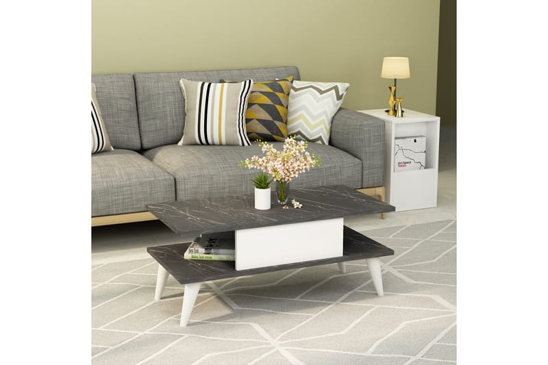 DUMELE Soffbord 90x40x90 cm Svart/Vit - Möbler - Bord