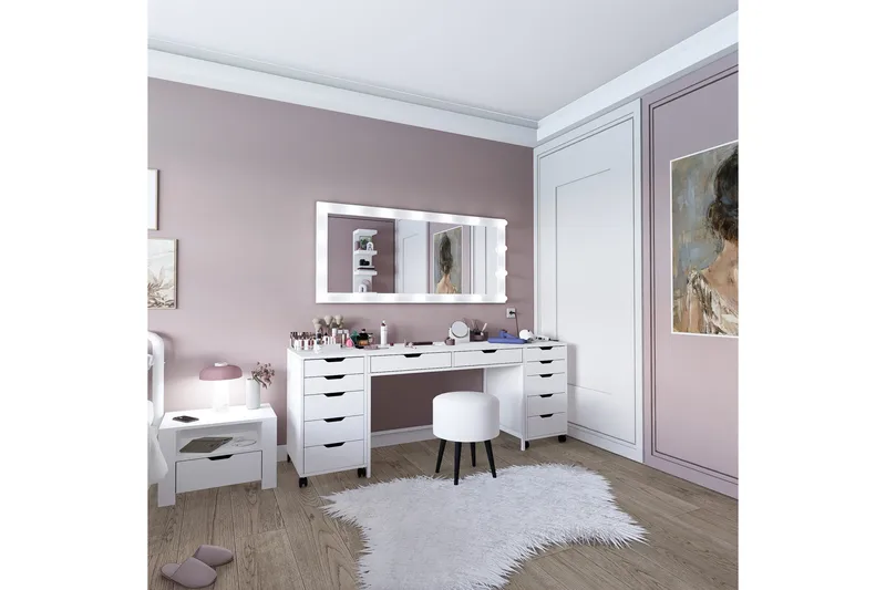 Durusu Sminkbord 200 cm - Mattvit - Möbler - Bord