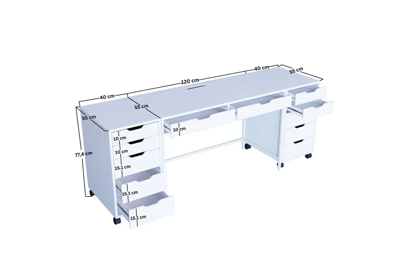 Durusu Sminkbord 200 cm - Mattvit - Möbler - Bord