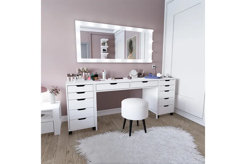 Durusu Sminkbord 200 cm - Mattvit - Möbler - Bord