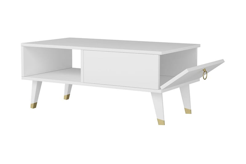 DUZOVA Soffbord 90x42,4x90 cm Vit - Möbler - Bord