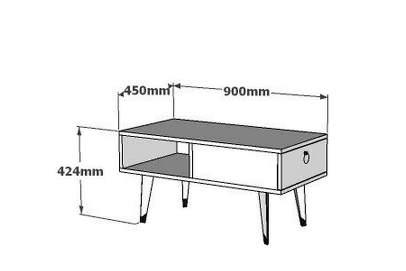 DUZOVA Soffbord 90x42,4x90 cm Vit - Möbler - Bord