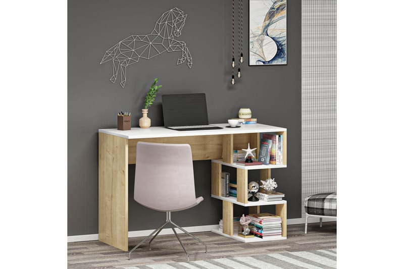 ELDEN Skrivbord 110 cm Vit/Natur - Möbler - Bord