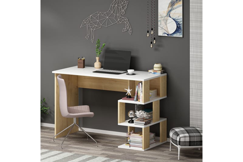 ELDEN Skrivbord 110 cm Vit/Natur - Möbler - Bord