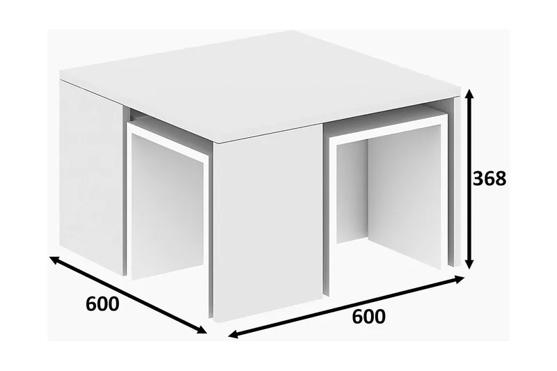 Elegancia Satsbord 60 cm 4 Bord - Vit - Möbler - Bord