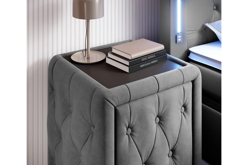 ELIO Sängbord 58 cm med Förvaring Låda Antracit - Sängbord - Bord