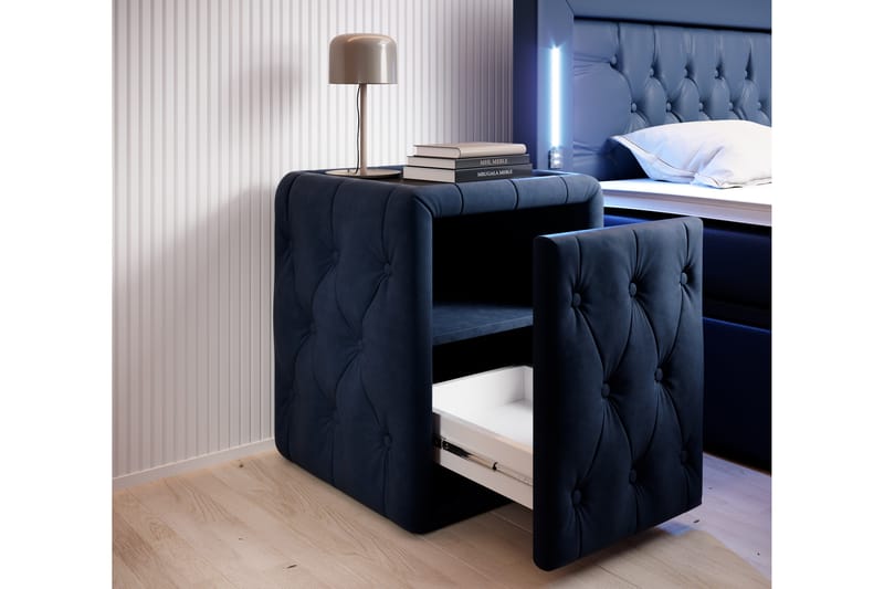 ELIO Sängbord 58 cm med Förvaring Låda Blå - Sängbord - Bord