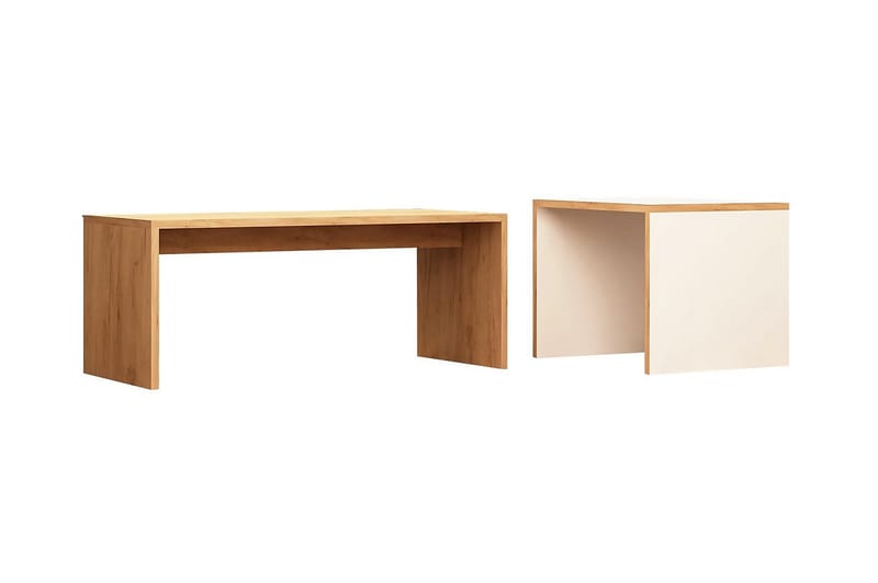 ELLINA Satsbord 90 cm 2 Bord Trä/Vit - Trä/Vit - Möbler - Bord