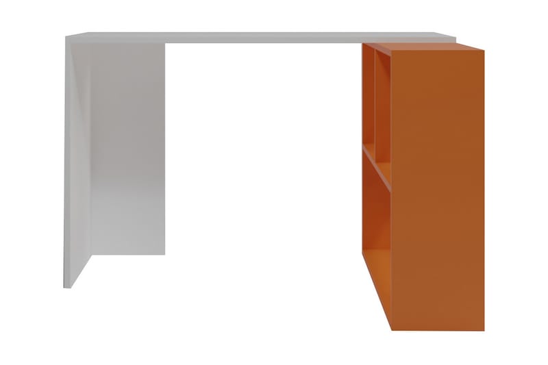ERASLAN Skrivbord 120 cm med Förvaring Hyllor Vit/Orange - Skrivbord - Bord