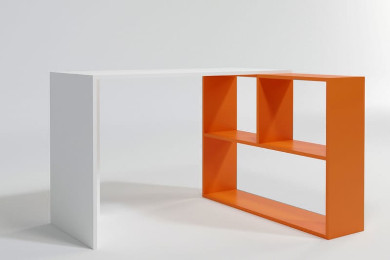 ERASLAN Skrivbord 120 cm med Förvaring Hyllor Vit/Orange - Skrivbord - Bord