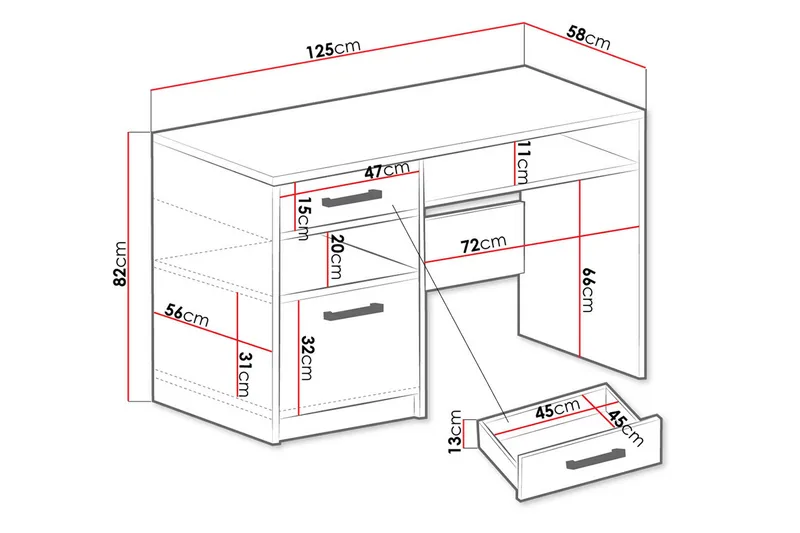 Escaldes Skrivbord 125 cm - Lila - Möbler - Bord