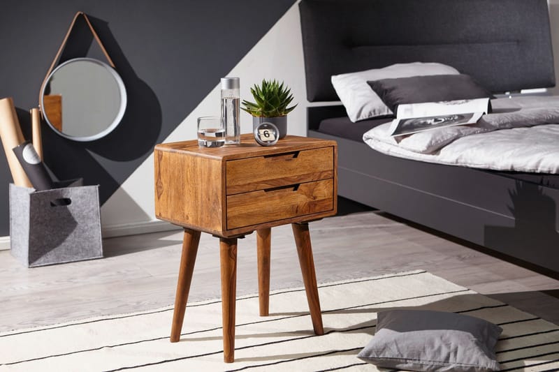 Eshott Sängbord 47 cm med Förvaring och Lådor i Trä - Brun - Möbler - Bord