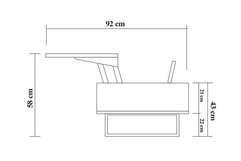 ESPIEL Soffbord 120 cm med Förvaring Rum Mörkbrun/Svart - Bord - Soffbord